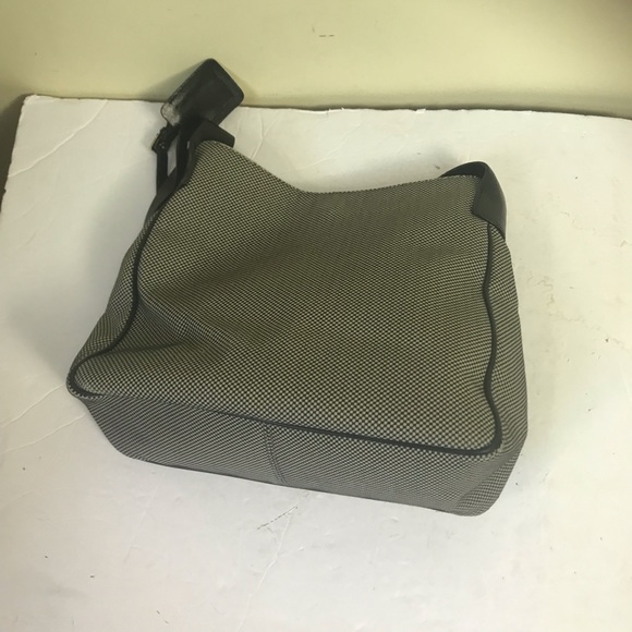 Bally Shoulder Hobo Bag Leather Tweed Canvas Logo FOB Tag Italy Tote Purse Silvr - Picture 11 of 16